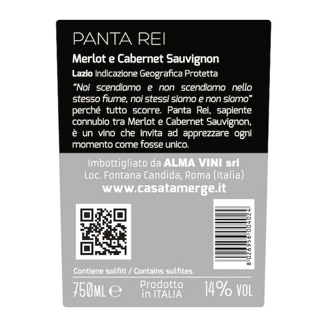 
                  
                    "Panta Rei" Merlot & Cabernet Sauvignon IGP Lazio - 750ml
                  
                