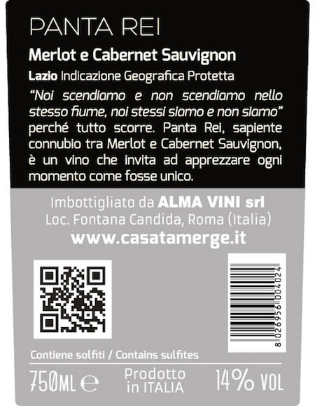 
                  
                    "Panta Rei" Merlot & Cabernet Sauvignon IGP Lazio - 750ml
                  
                
