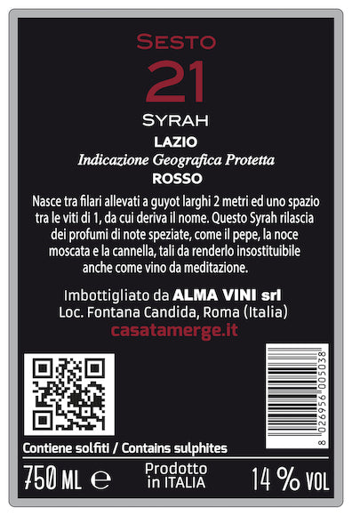 
                  
                    Sesto 21 Syrah IGP Lazio - 750 ml
                  
                